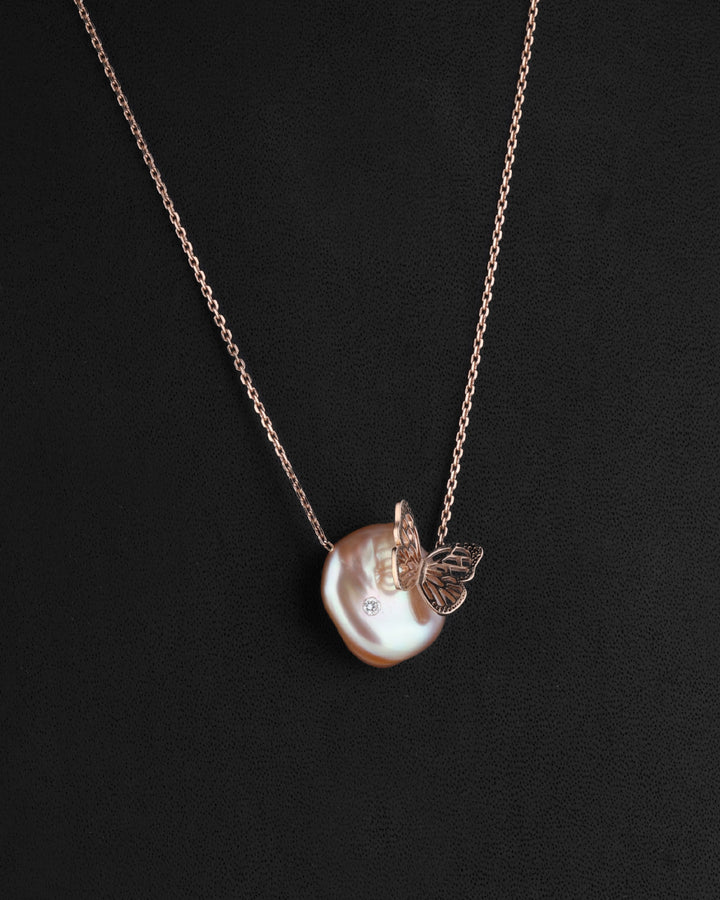 Butterfly on Pearl Necklace