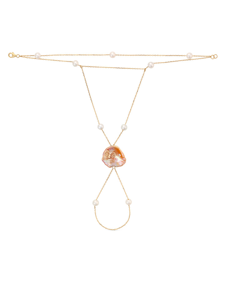 Butterfly on Pearl Handchain
