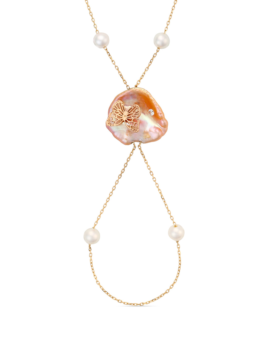 Butterfly on Pearl Handchain
