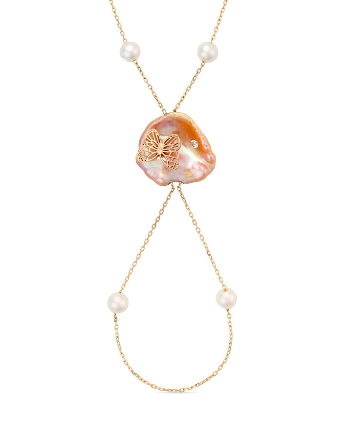 Butterfly on Pearl Handchain