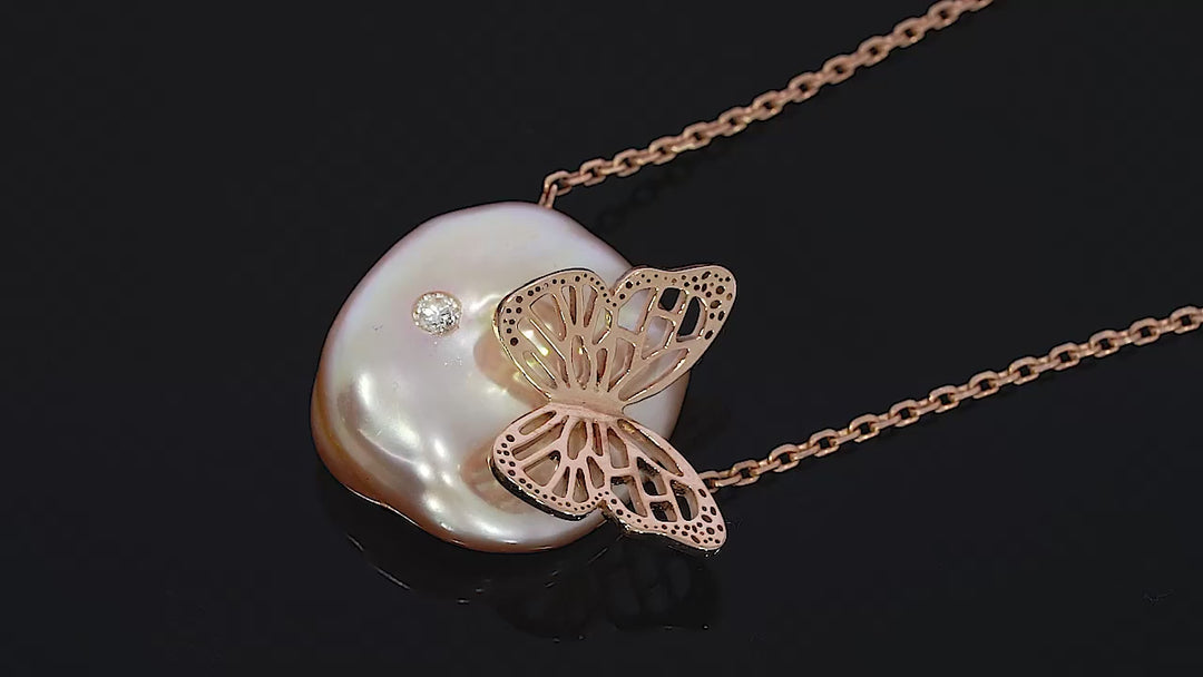 Butterfly on Pearl Necklace